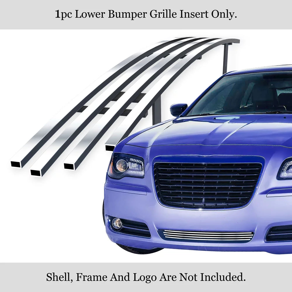 Aps premium stainless steel chrome 8x6 billet grille compatible with chrysler 300 300c 2011-2014 lower bumper n19-s10366r