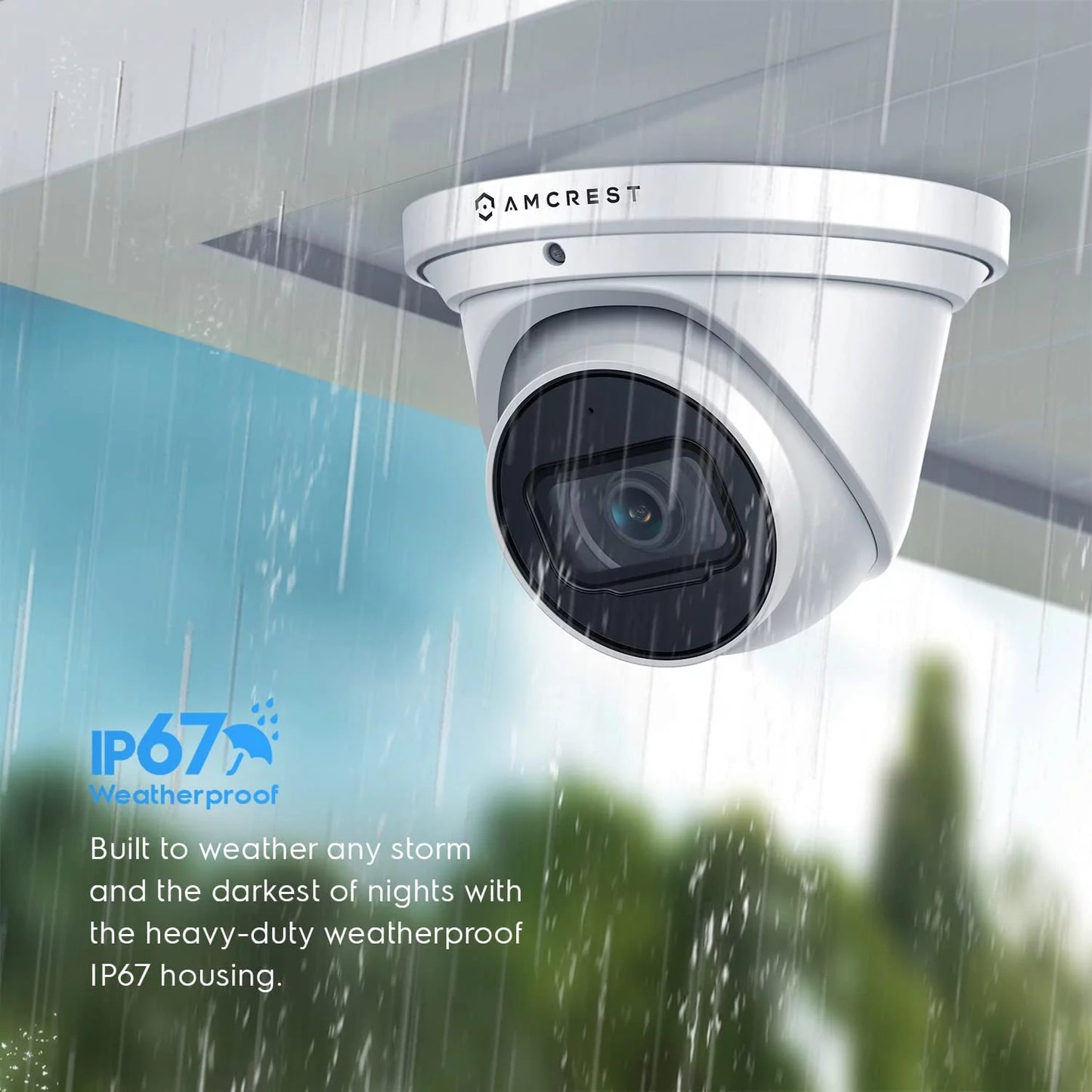 Amcrest 4k poe camera ai human/vehicle detection, ultrahd 8mp outdoor security turret poe ip camera, 3840x2160, wide angle, ip67 weatherproof, microsd, built in mic, white (ip8m-t2669ew-ai) (used)