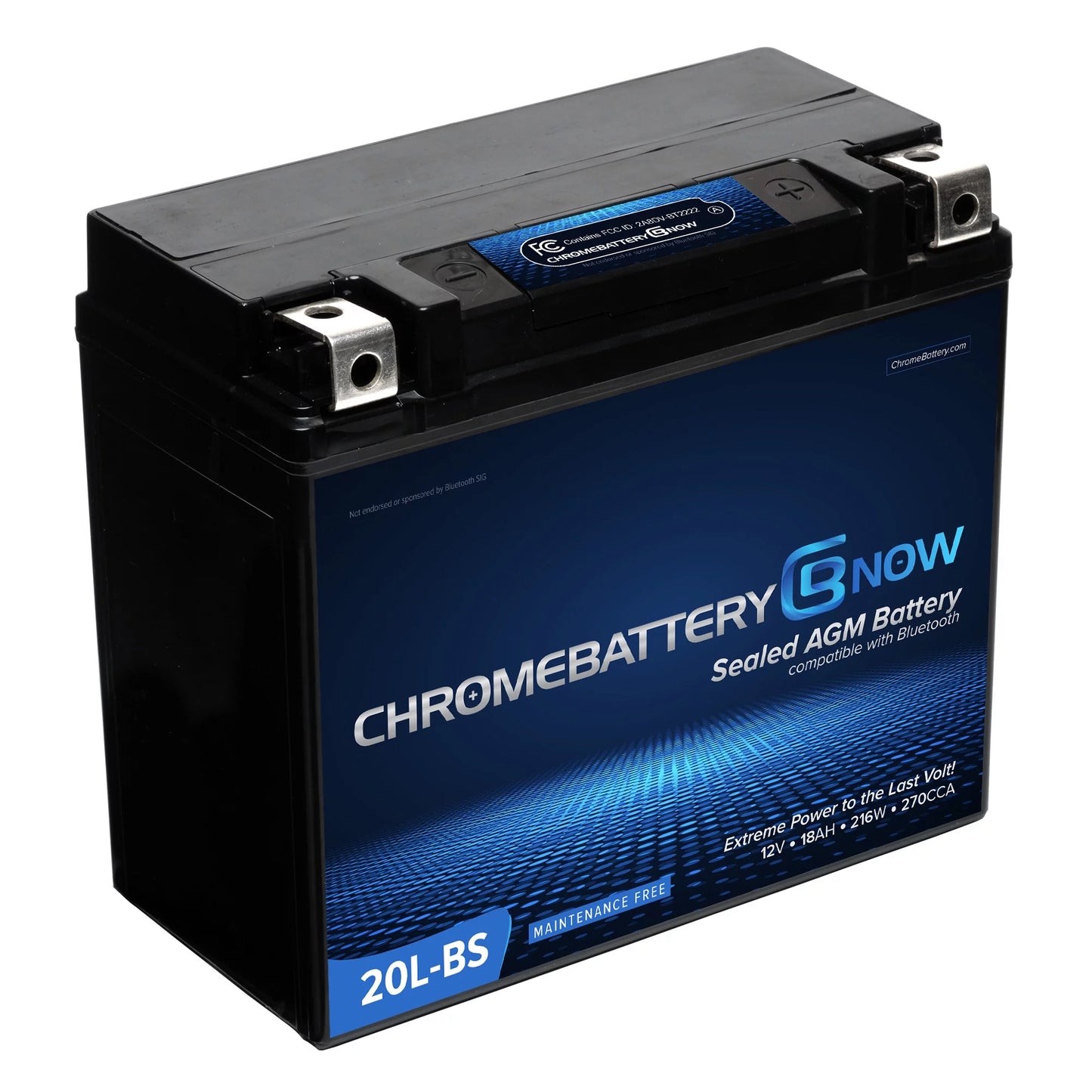 Chrome battery now ytx20l-bs (20l-bs 12 volt,18 ah,270 cca) intelligent wireless smartphone connectivity agm battery for personal watercraft - brp (sea-doo) 1500 gti, gtr, gts, gtx, rxt, rxp, wake years (2016-2018)