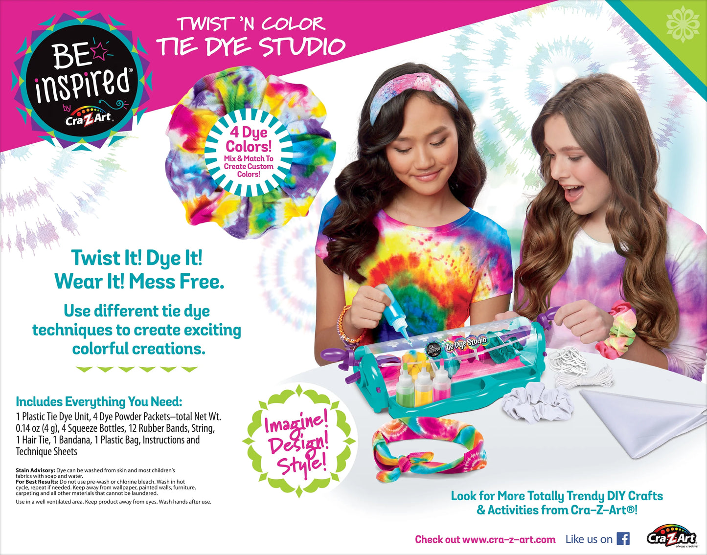 Cra-z-art be inspired twist & color tie dye unisex studio, ages 8 and up