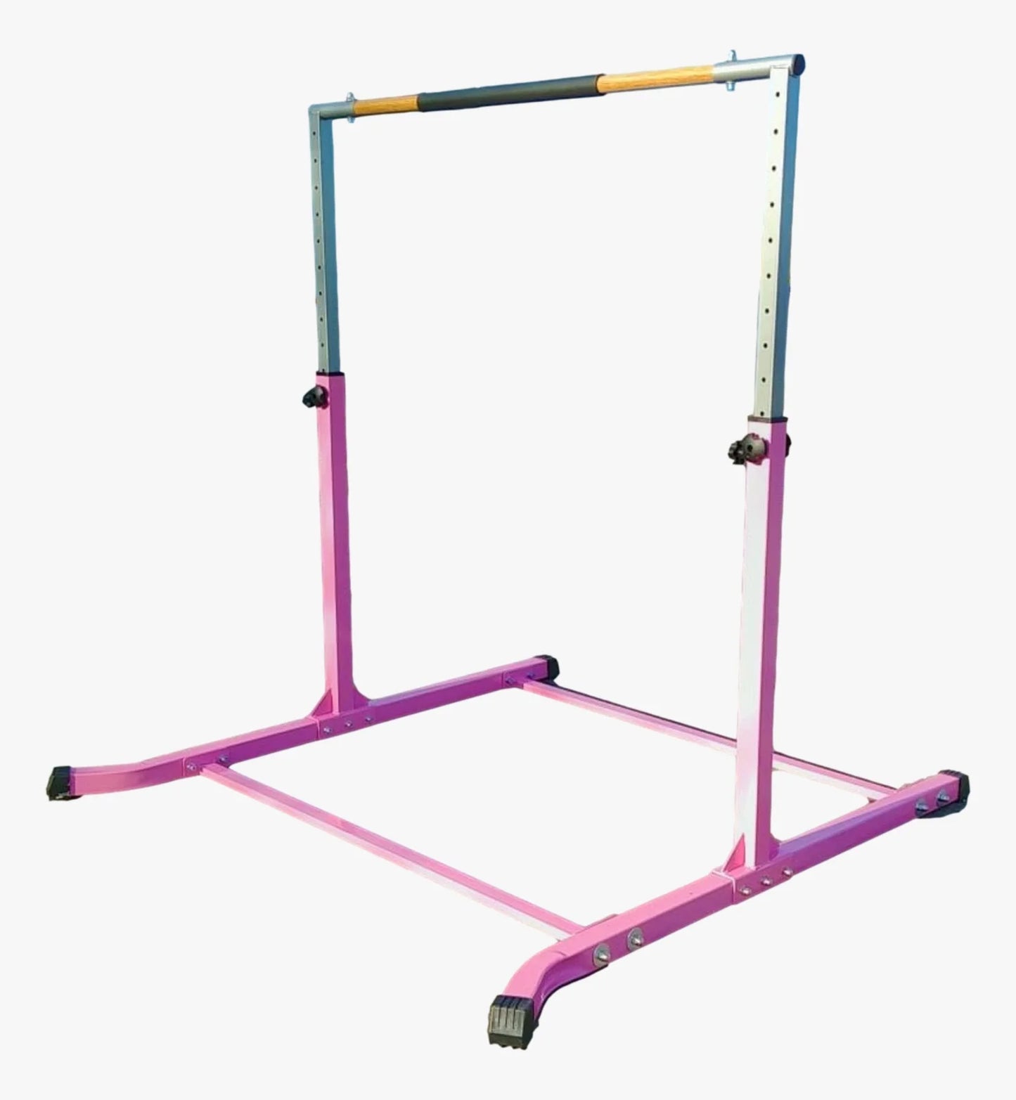 Pro-gymnastics expandable gymnastics kip bar horizontal bar junior gymnastic training high bar asymmetric bar 13 level height adjustable 3 to 5 ft cushioned bar & curved legs (pink)