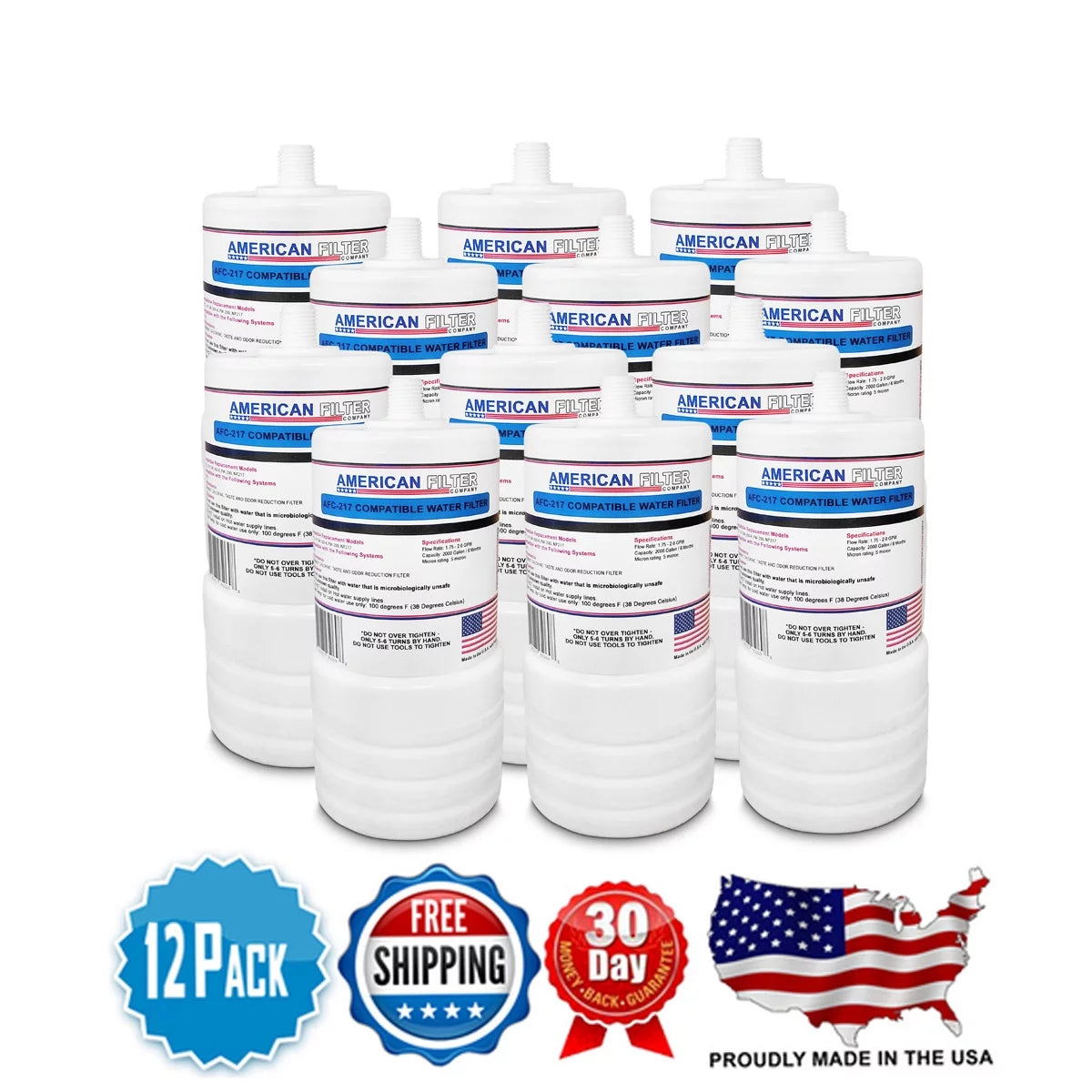 Afc brand , water filter cartridge , model # afc-aph-217 , compatible with - 12 pack - made in u.s.a.