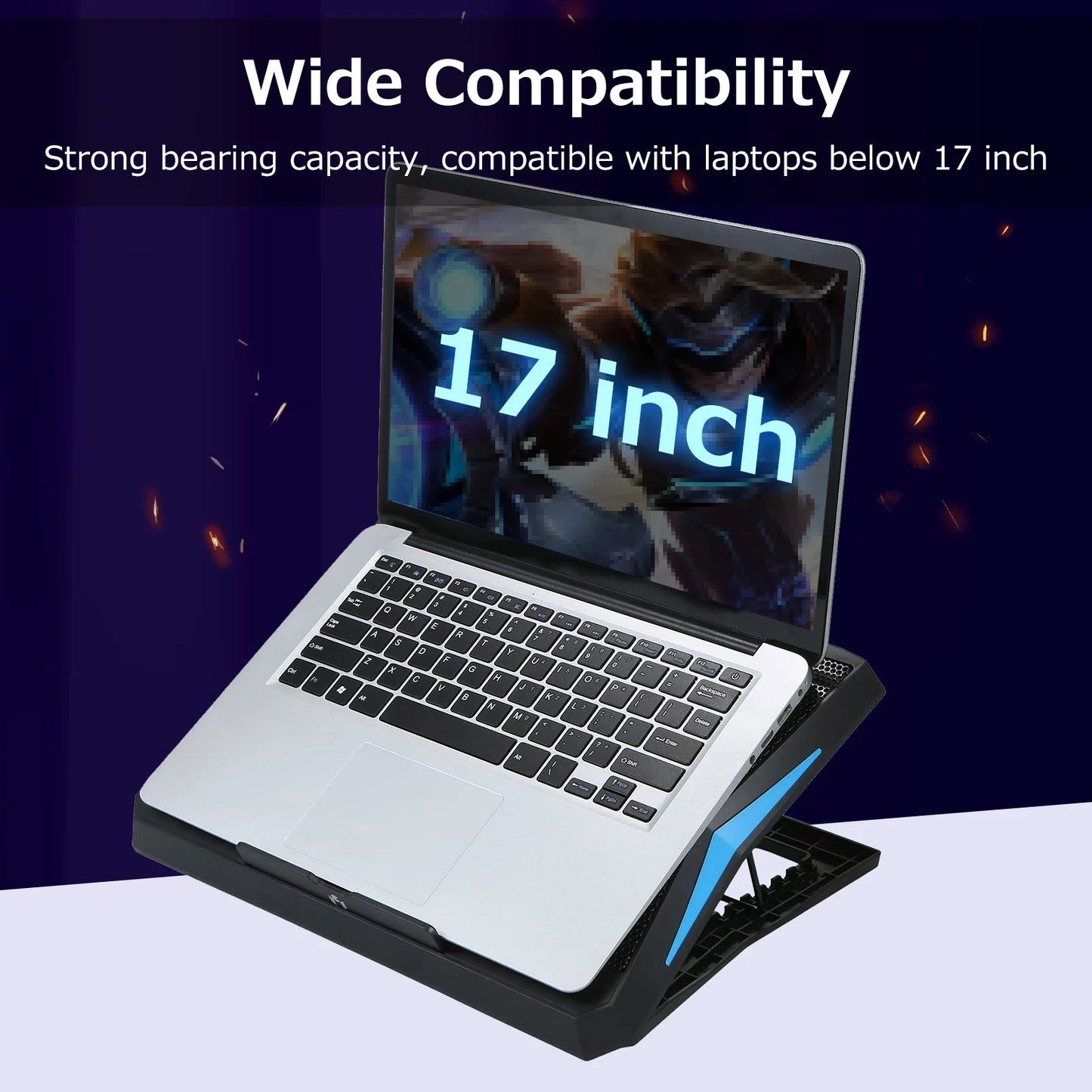 Andoer low noise notebook computer cooler stand, 6 fans for efficient heat dissipation and comfortable viewing angle