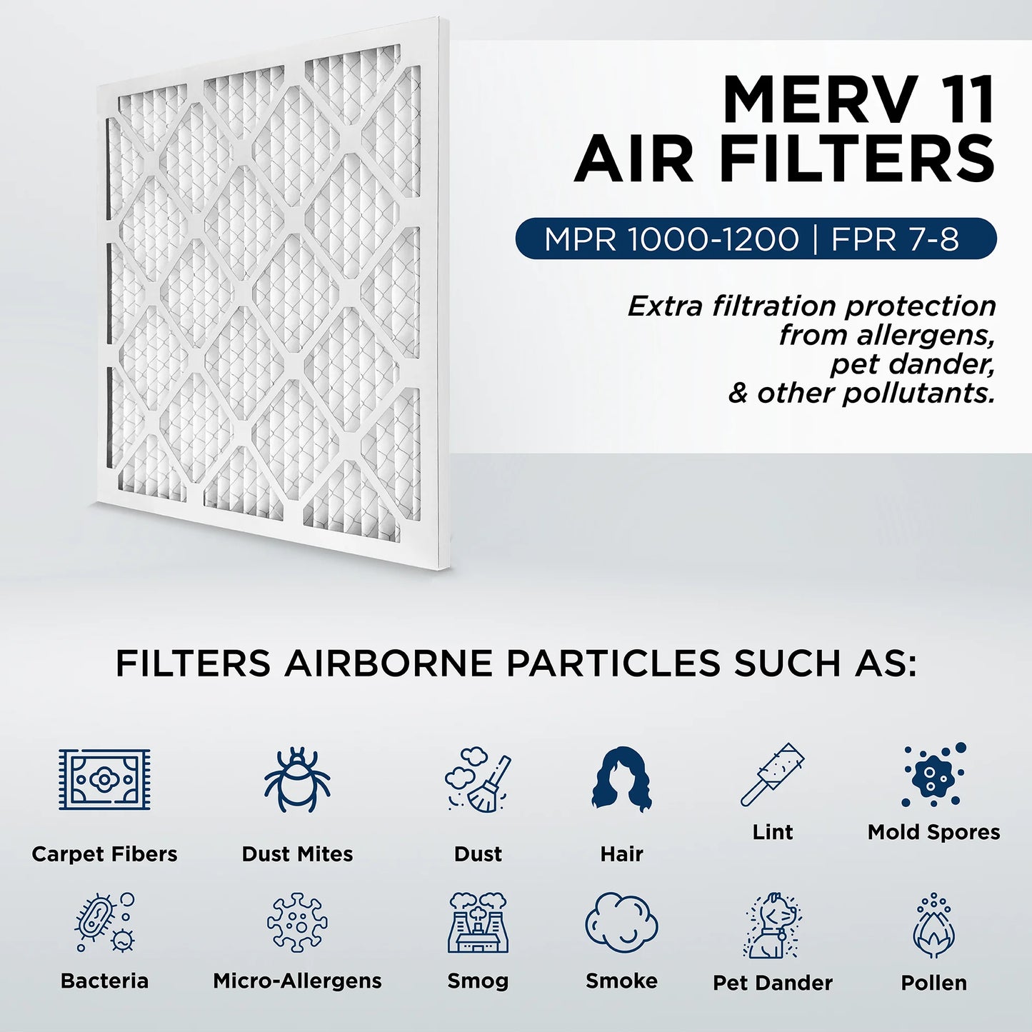 12x25x1 merv 11, mpr 1000 pleated ac furnace 1" air filters by pamlico. quantity 6. actual size: 11-1/2 x 24-1/2 x 3/4