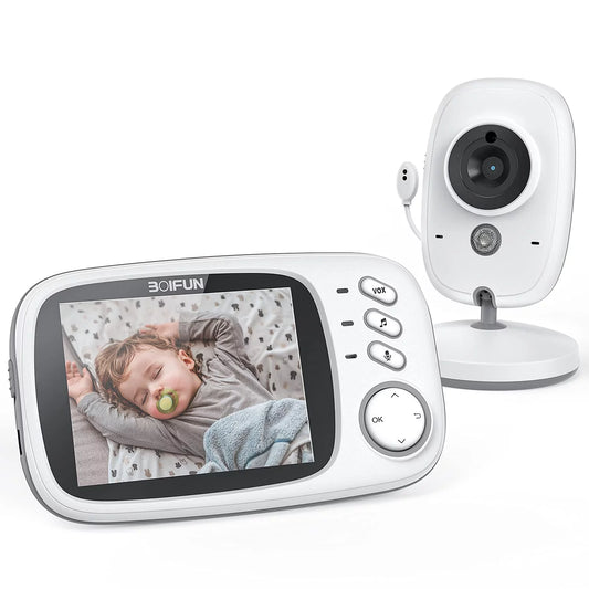 Boifun baby monitor with camera and audio, no wifi, vox mode, night vision, 3.2'' hd screen, two-way audio, baby camera