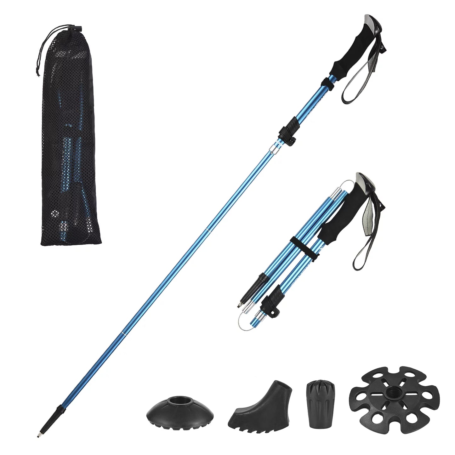 Tomshoo trekking pole for hiking camping backpacking, lightweight and durable, blue