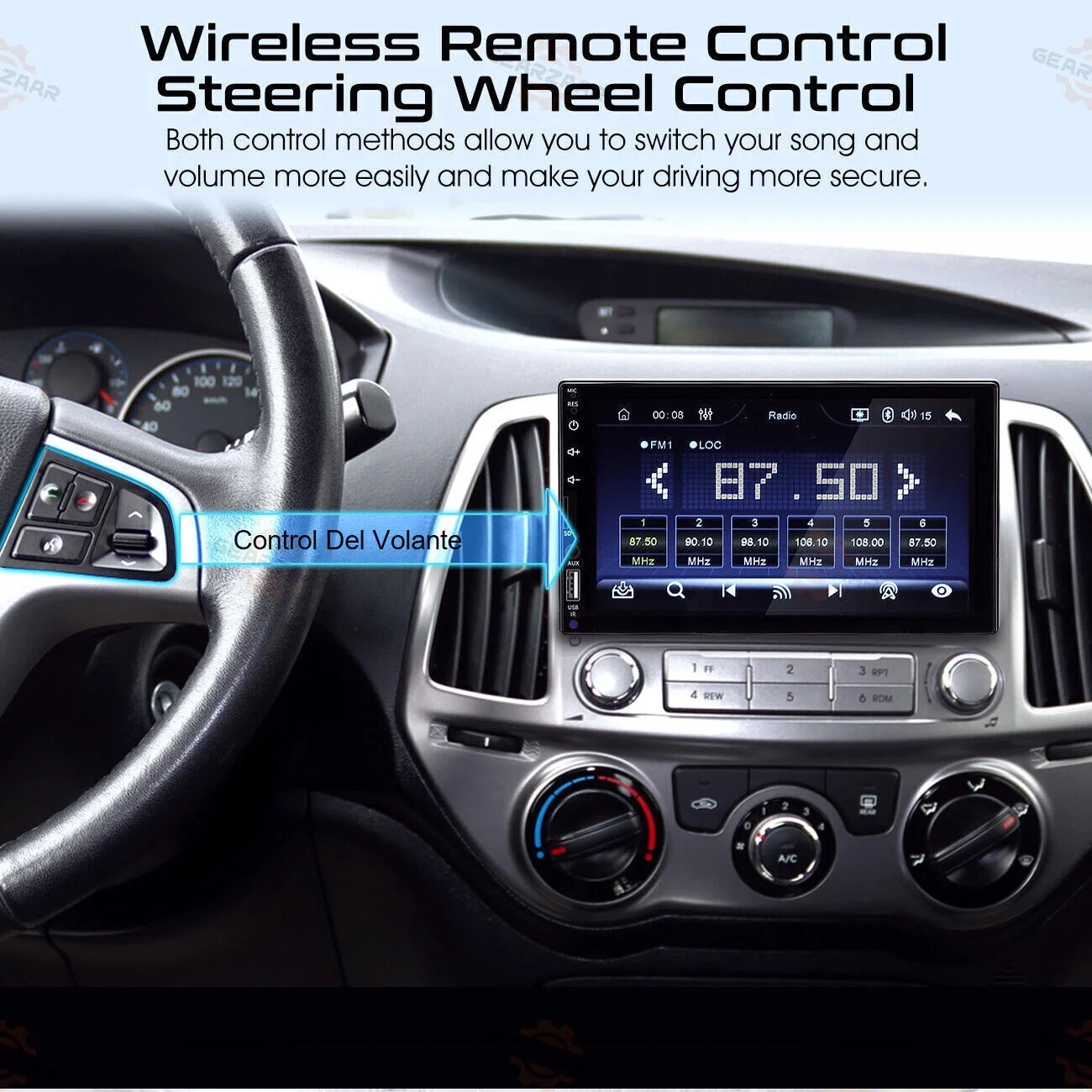 Double 2din 7" car stereo android/apple carplay radio touch screen player + 12led camera