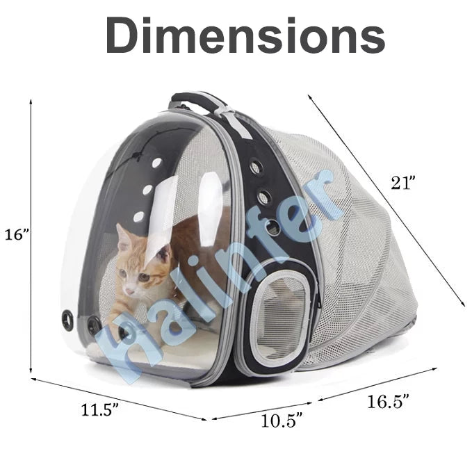 Back extension cat backpack, space capsule transparent bubble expandable pet carrier for kitten and small dog up to 12 pounds