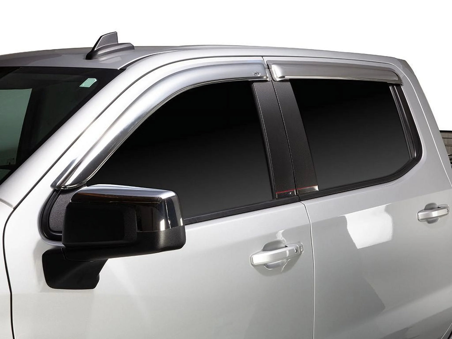 Auto ventshade (avs) by realtruck outside mount front window ventvisor 2pc - chrome compatible with select: 2017-2019 nissan titan xd, 2021 nissan titan sv/sl/platinum reserve