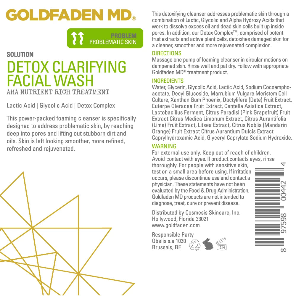 Goldfaden md detox clarifying facial wash, 4 fl oz