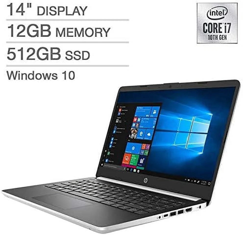 Open box hp notebook computer 14" 1920x1080 i7-1065g7 12gb 512gb ssd 14-dq1045cl - black/silver