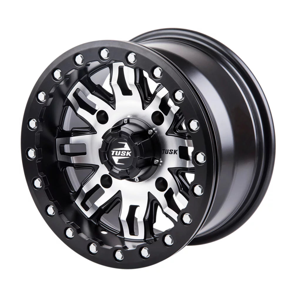 4/156 tusk teton beadlock wheel 15x7 5.0 + 2.0 machined/black for yamaha wolverine rmax 2 1000 sport 2022