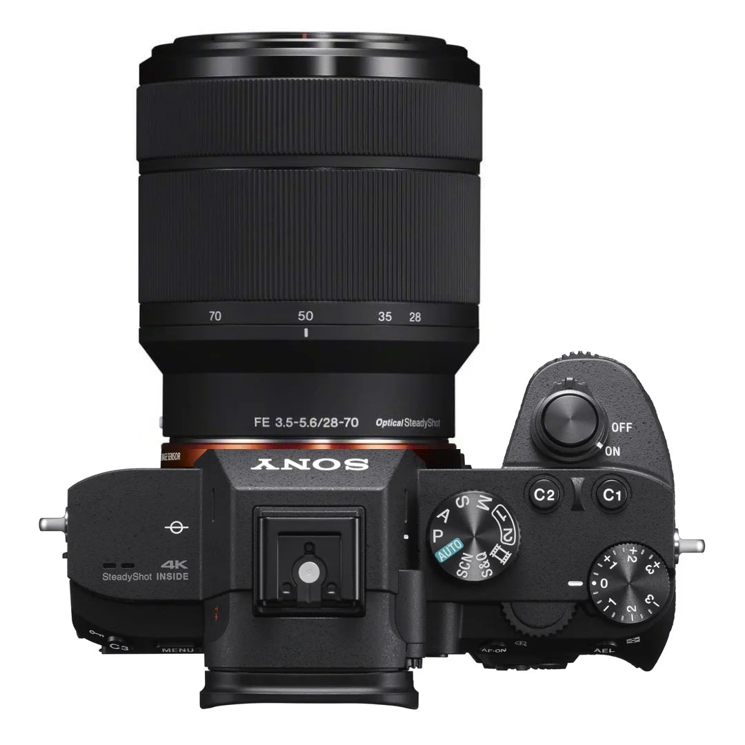 Sony a7 iii mirrorless full frame camera body with 28-70mm f3.5-5.6 oss lens ilce-7m3k/b double battery content creator bundle with deco gear photography backpack + 64gb card + external charger kit