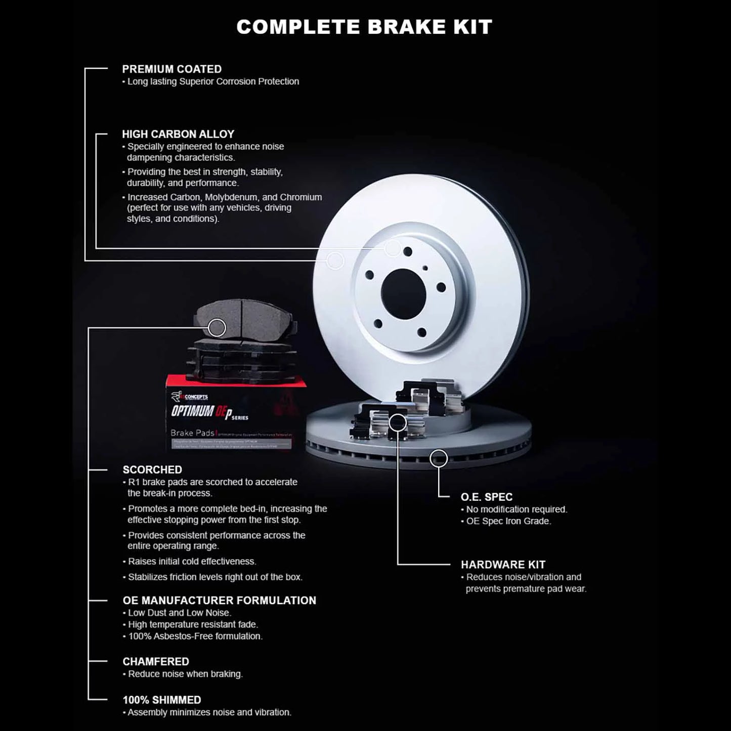 R1 concepts wduh1 76102 r1 concepts carbon series brake rotors with 5000 oep fits select: 1999-2003 lexus rx, 1992-1996 lexus es