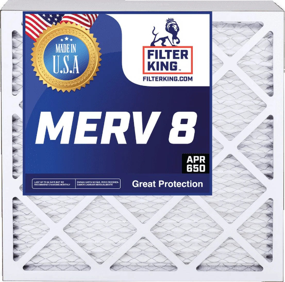 Filter king 7.5x23.5x1a air filter | 3-pack | merv 8 hvac pleated a/c furnace filters | made in usa | actual size: 7.5 x 23.5 x .75"