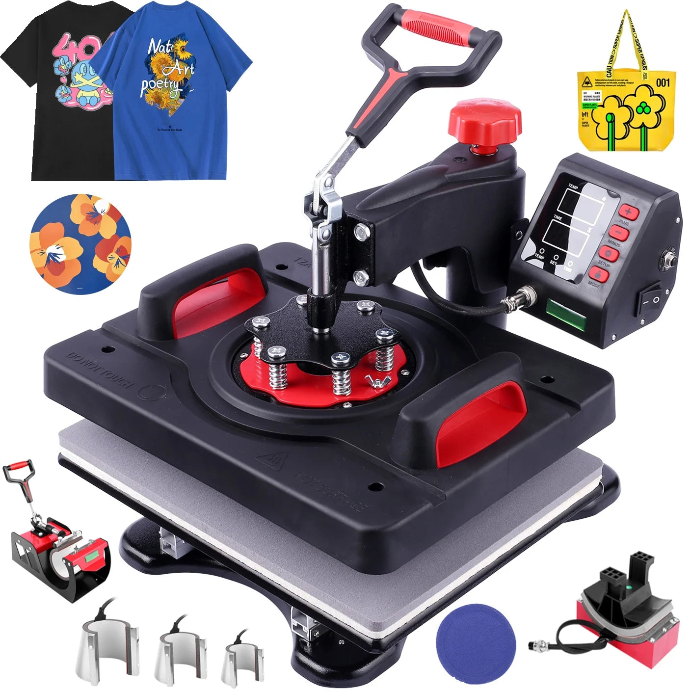 Qhomic power heat press machine 12 x 15 inch digital heat press sublimation printer press heat transfer machine for t-shirt, 8 in 1, gifts for men women