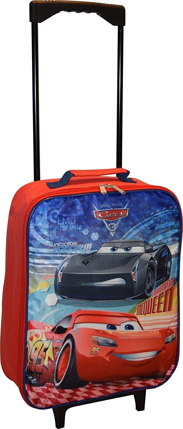 Disney pixar cars 3 lightning mcqueen 15" collapsible wheeled pilot case - rolling luggage