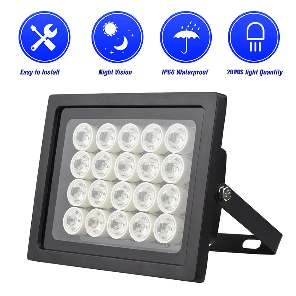 Walmeck professional camara light 20pcs leds night vision wide angle long outdoor waterproof for cctv camera