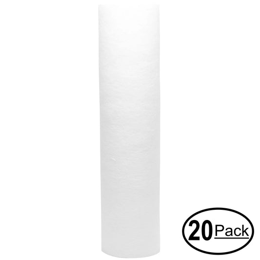 20-pack replacement for ge gxwh04f polypropylene sediment filter - universal 10-inch 5-micron cartridge for ge household pre-filtration system - denali pure brand