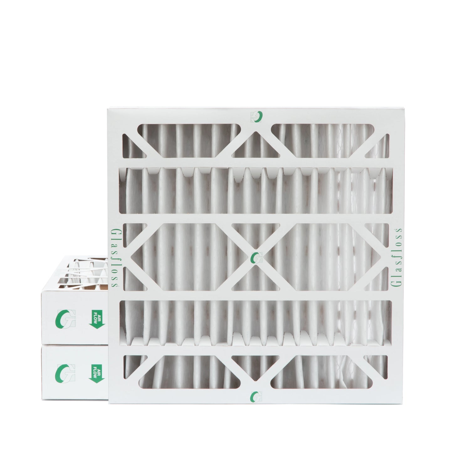 20x20x4 merv 10 pleated ac furnace air filters by glasfloss industries. ( 3 pack ) exact size: 19-1/2 x 19-1/2 x 3-3/4