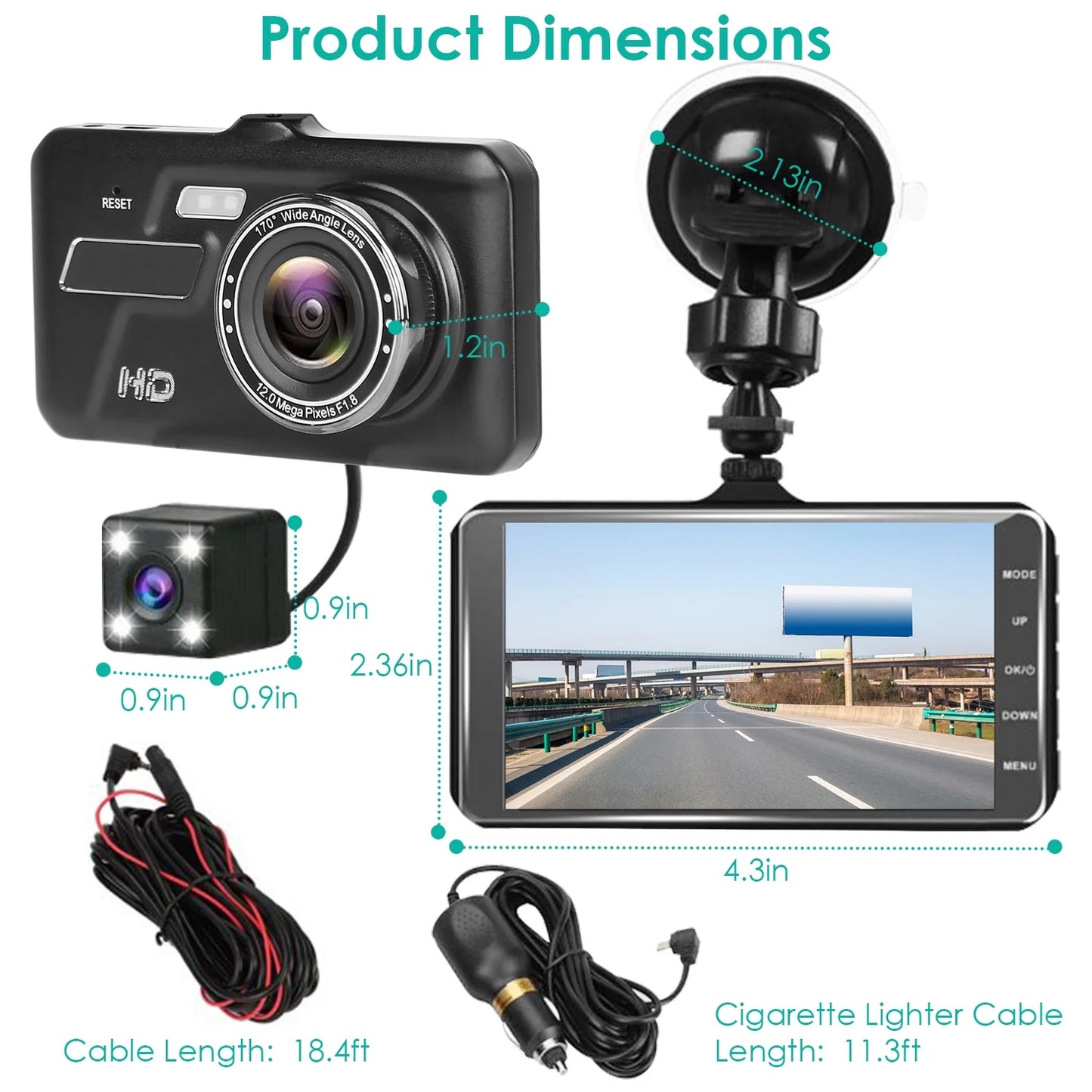 Front and rear 1080p dashcams for cars imountek dual dash cam with 4in touch ips screen car camera driving recorder for taxi