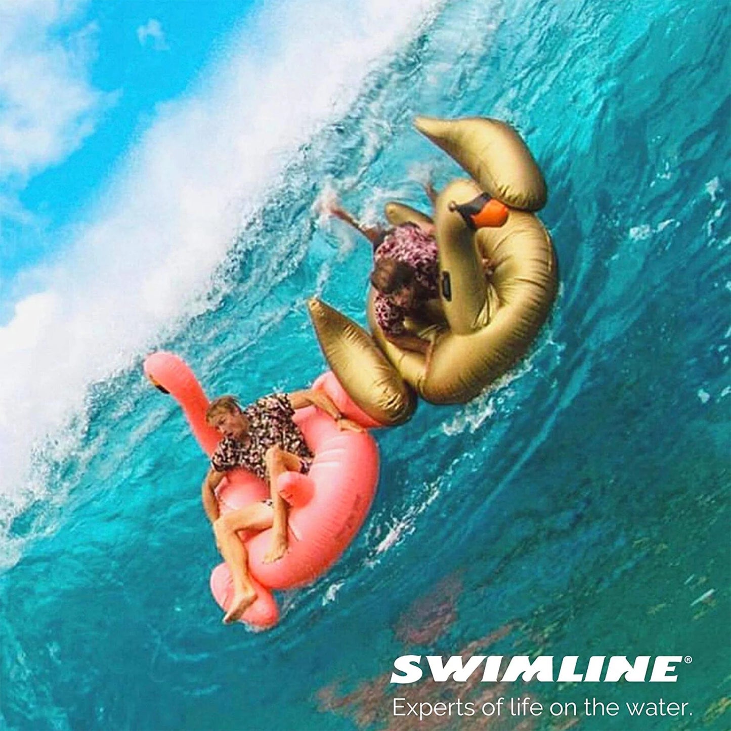 Swimline vinyl inflatable giant rideable pool float, gold