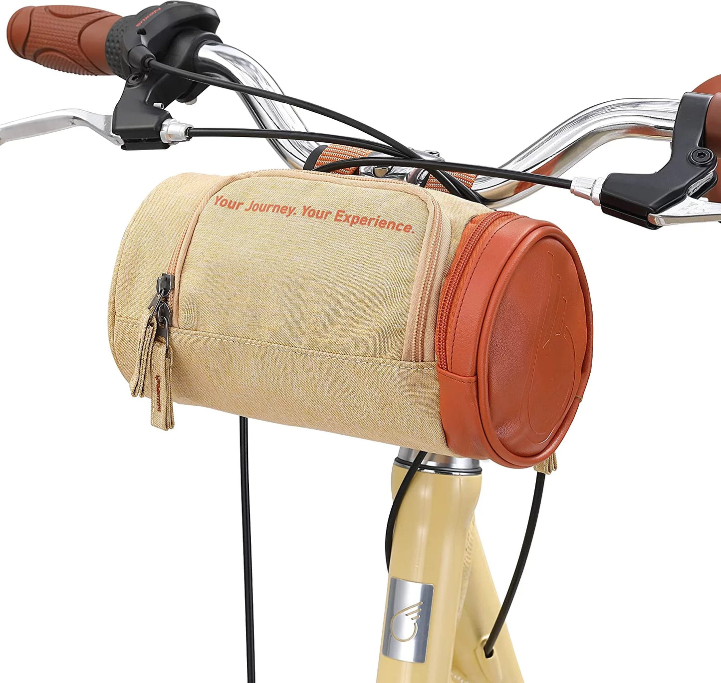 Sixthreezero bike handlebar bag, waterproof bicycle front roll bag, cream