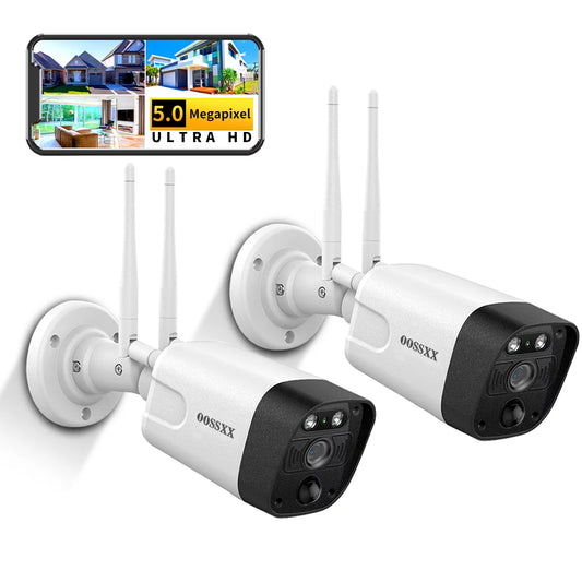 Oossxx 5mp security cameras wireless wifi,2pcsoutdoor camera pir detection, security cameras wireless wifi 2-way audio dual antennas