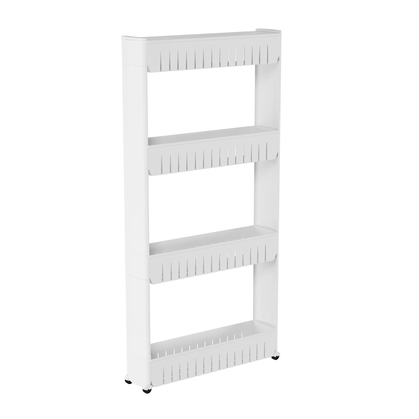 Everyday home mobile plastic shelving unit organizer, 4 storage baskets, slim slide out pantry