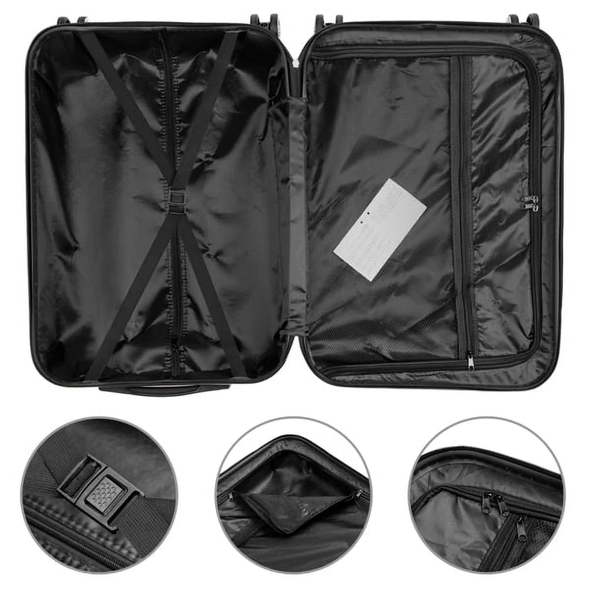 Capri luggage set 3 piece lock spinner wheels luggage carry on suitcase(20/24/28), champagne