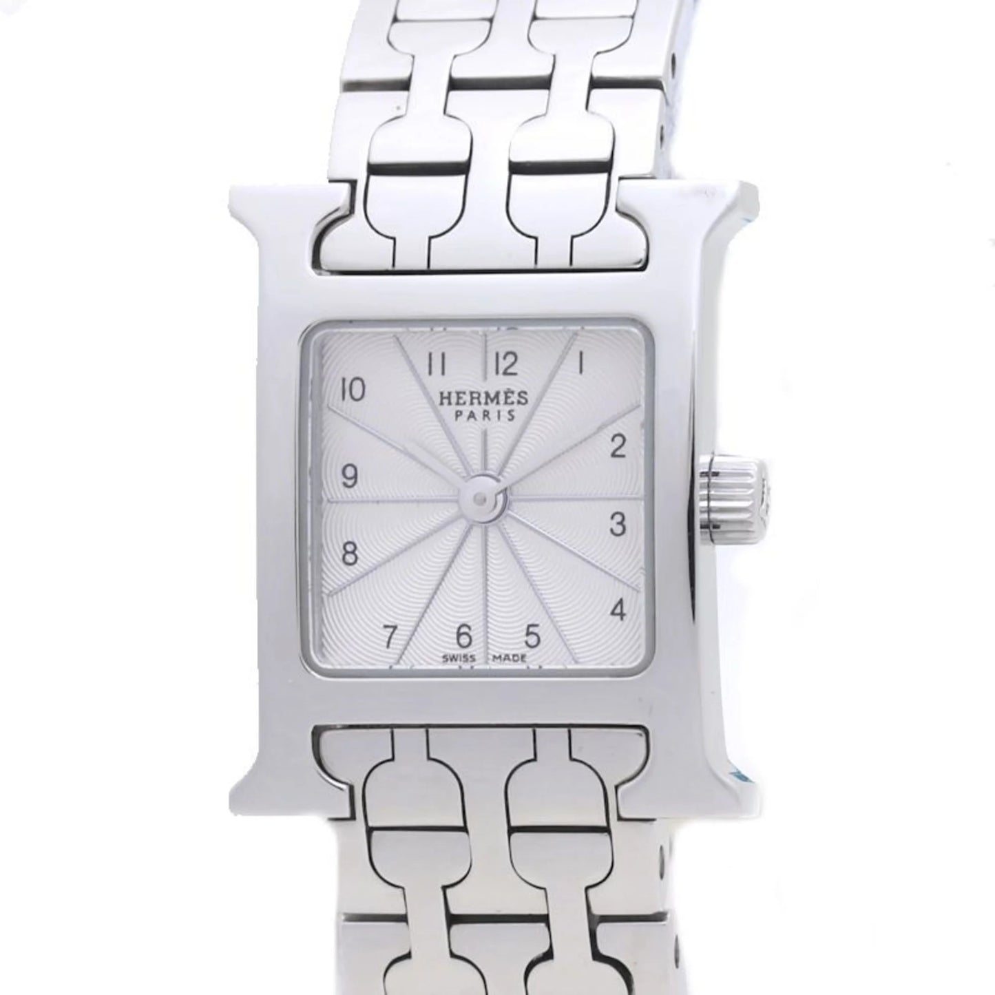 Pre-owned hermes h watch mini hh1.110.260 4835 141002w100 stainless steel ladies 39260 (good)