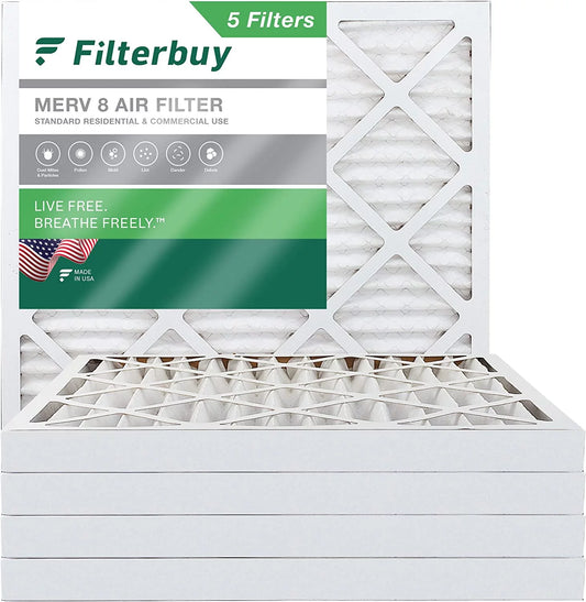 Filterbuy 20x20x2 merv 8 pleated hvac ac furnace air filters (5-pack)