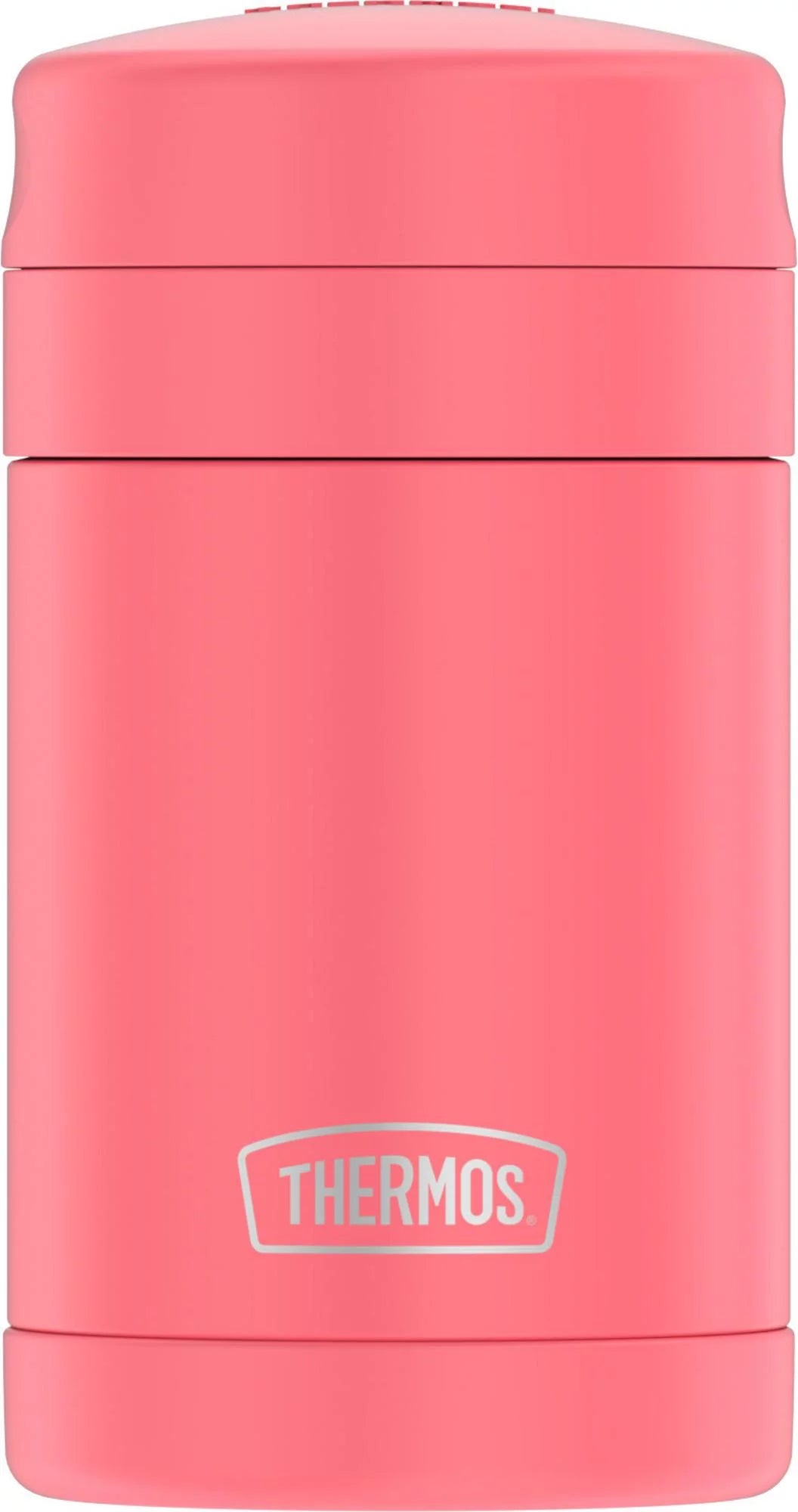 Thermos vacuum insulated food jar with folding spoon, coral, 16 ounce