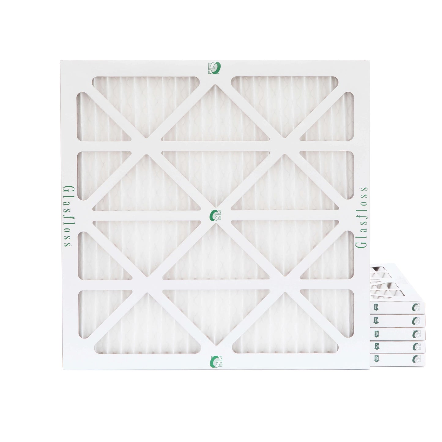 6 pack of 22x22x1 merv 13 pleated air filters by glasfloss. actual size: 21-1/2 x 21-1/2 x 7/8