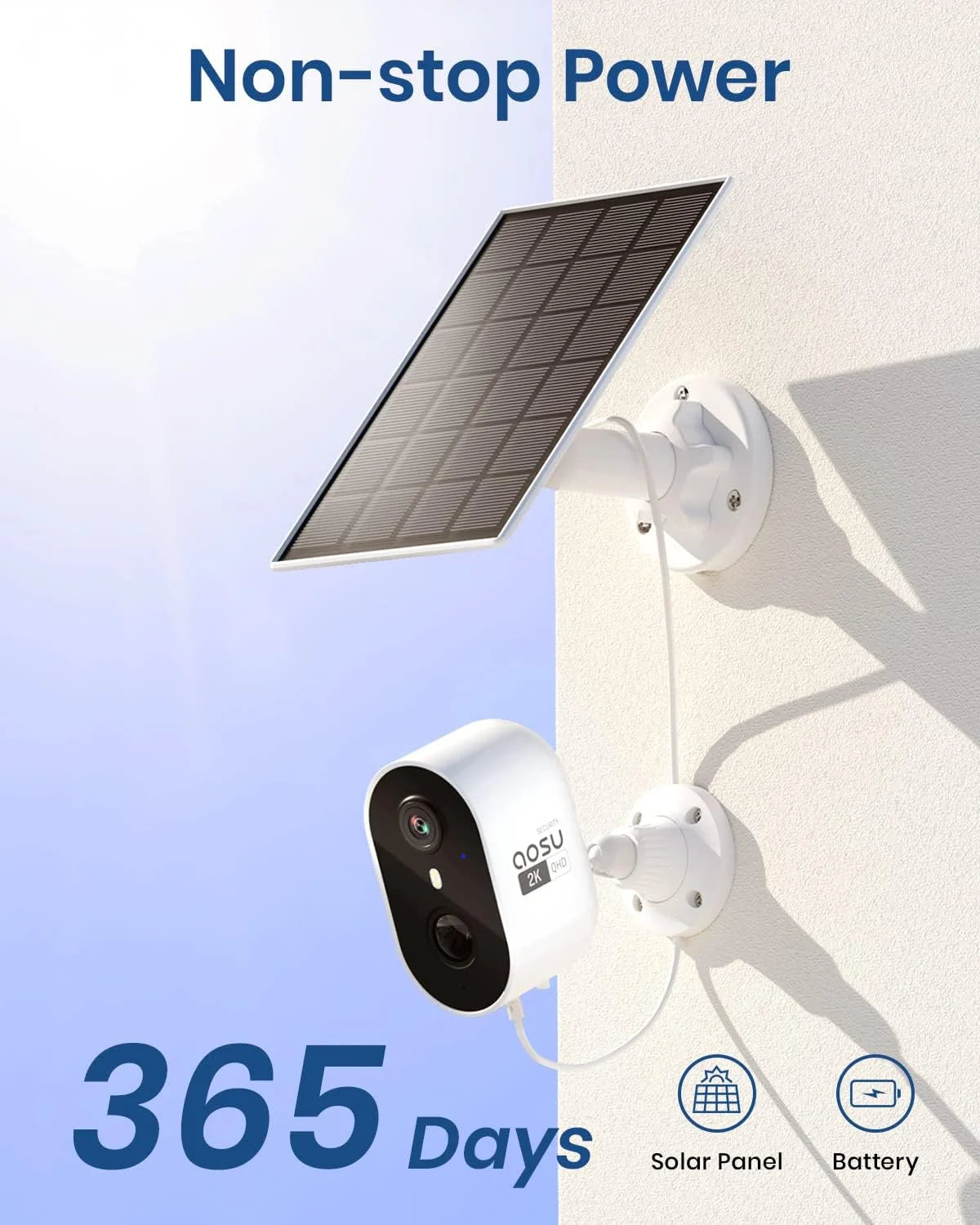 Solar wireless security cameras outdoor with spotlight & siren alarm, 2k color night vision, 2-way talk,wifi outdoor camera with ai motion detection work with alexa