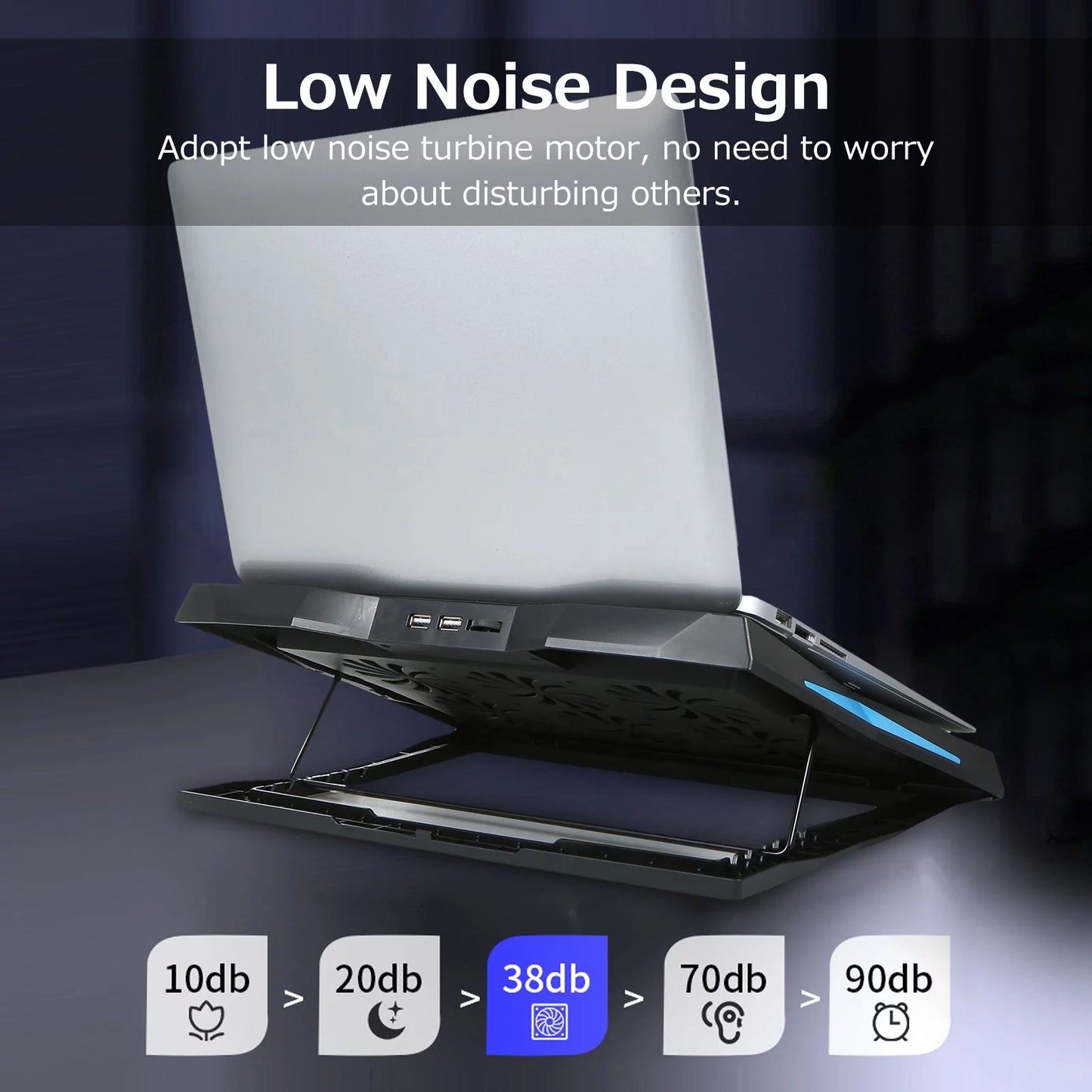 Andoer low noise notebook computer cooler stand, 6 fans for efficient heat dissipation and comfortable viewing angle