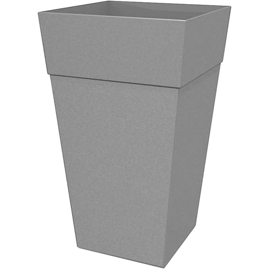 Bloem finley tall indoor outdoor plastic square planter, cement grey, 25"