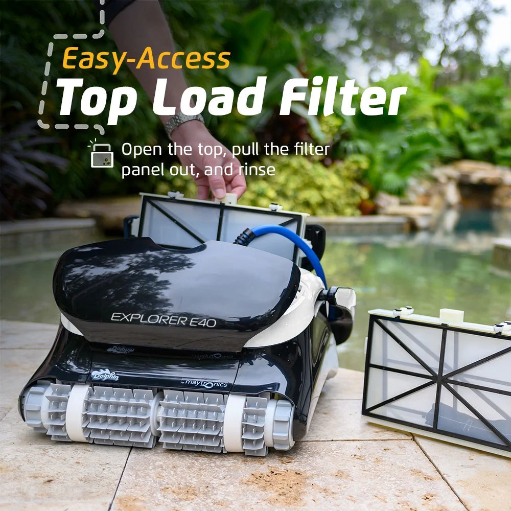 Dolphin explorer e40 wi-fi robotic pool vacuum cleaner pools up to 50 ft - waterline scrubber brush