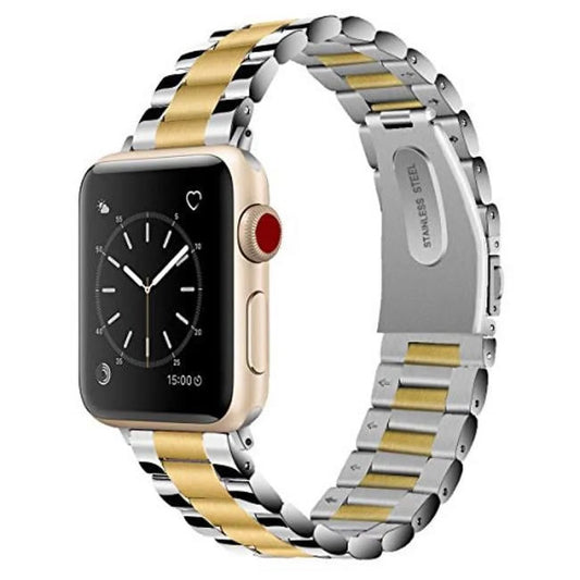 Odash vl-ss002gld-45 42-44-45-49 mm stainless steel two tone band for apple watch, gold & silver