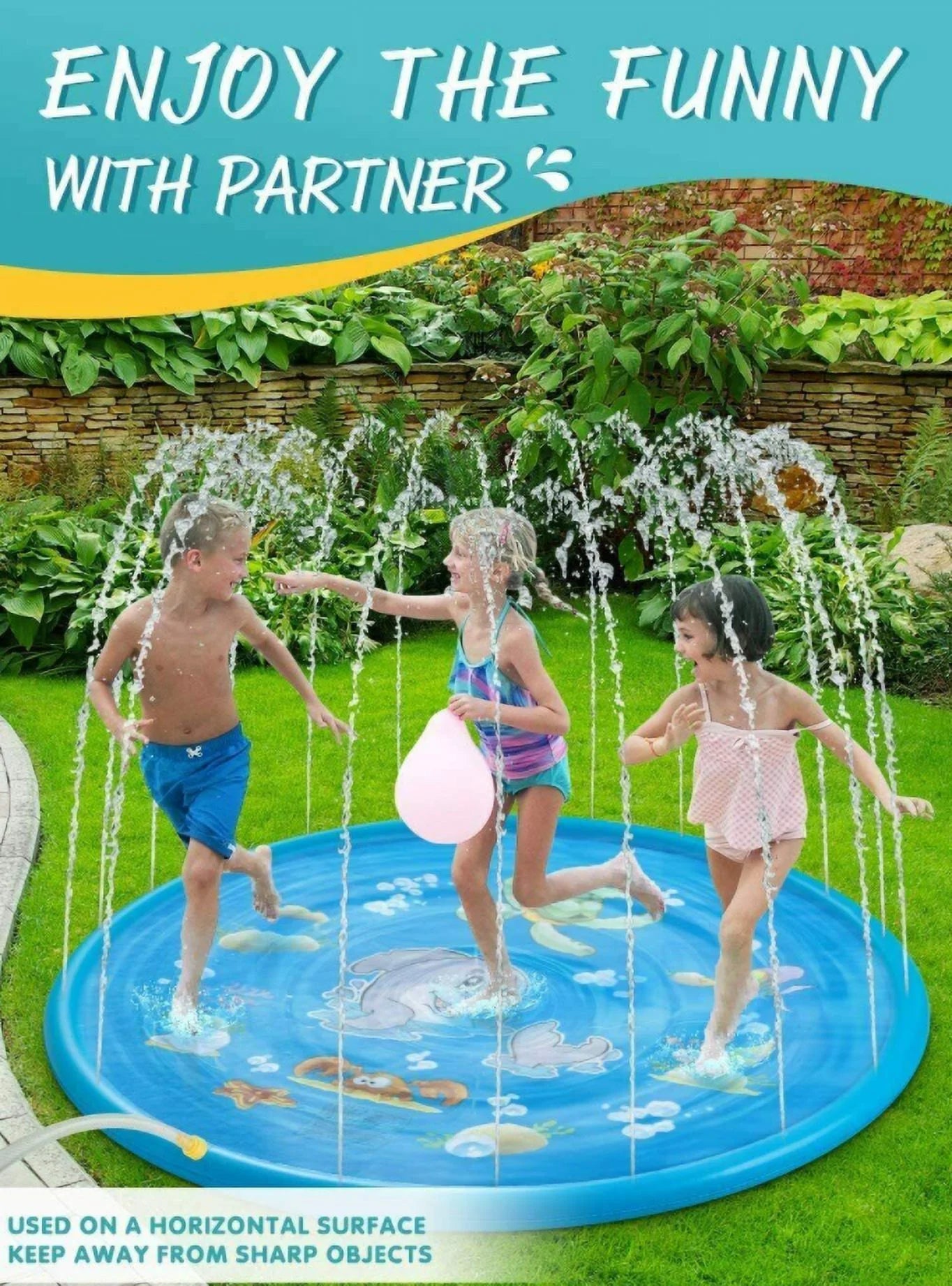 68" water splash sprinkler pad inflatable kids summer play game mat outdoor