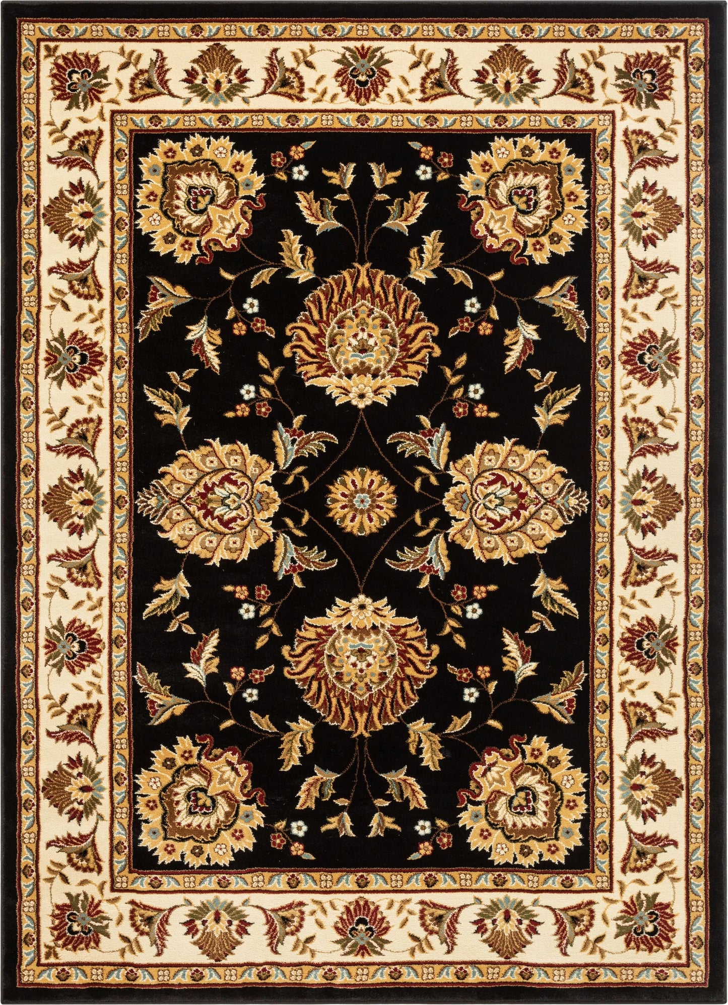 Well woven timeless abbasi oriental persian black 7'10" x 10'6" area rug