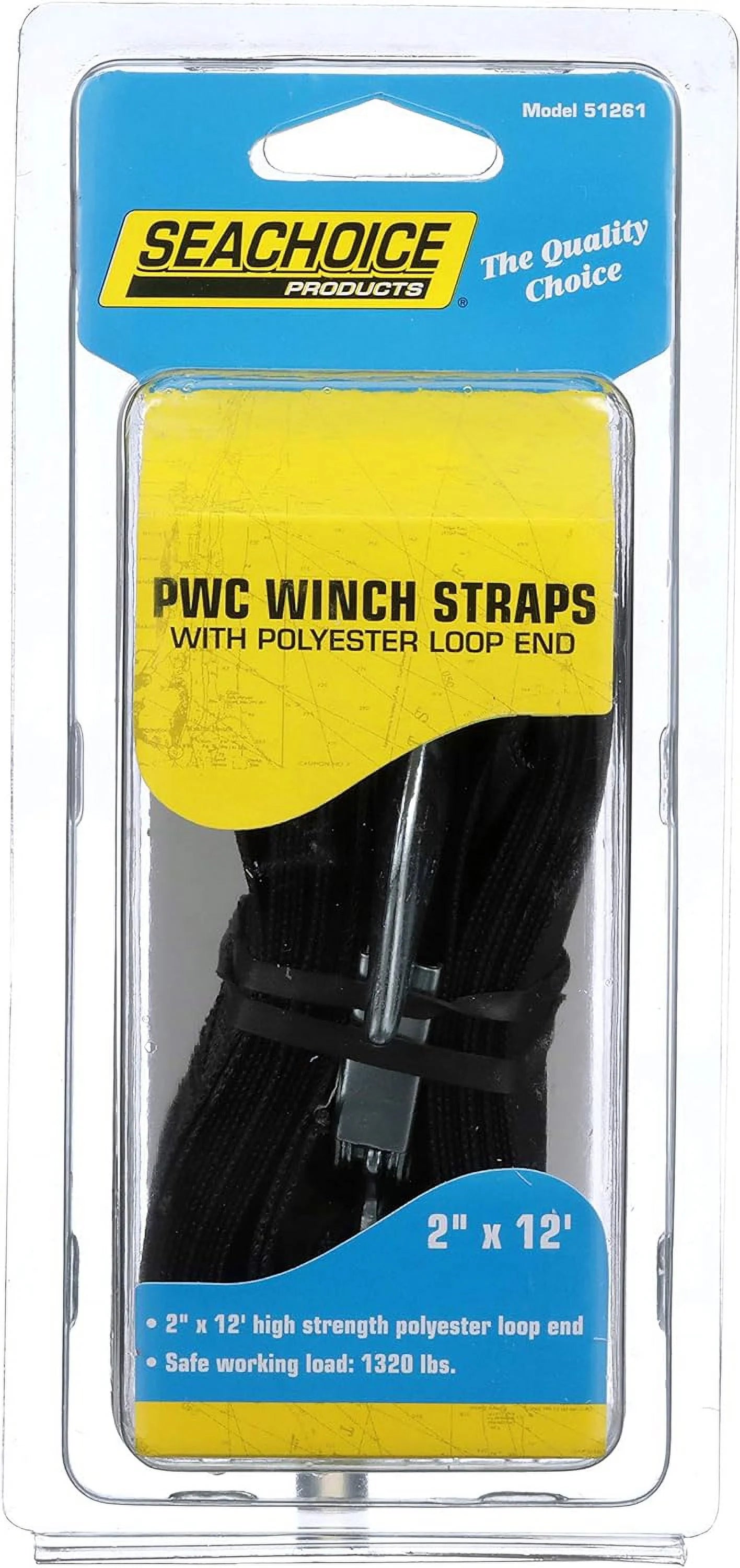 Seachoice pwc winch strap with loop end, 2" x 12\'