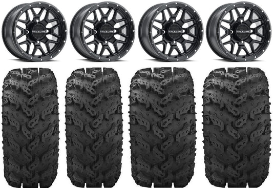 Raceline krank 14" black wheels 27" reptile tires kawasaki mule pro fxt