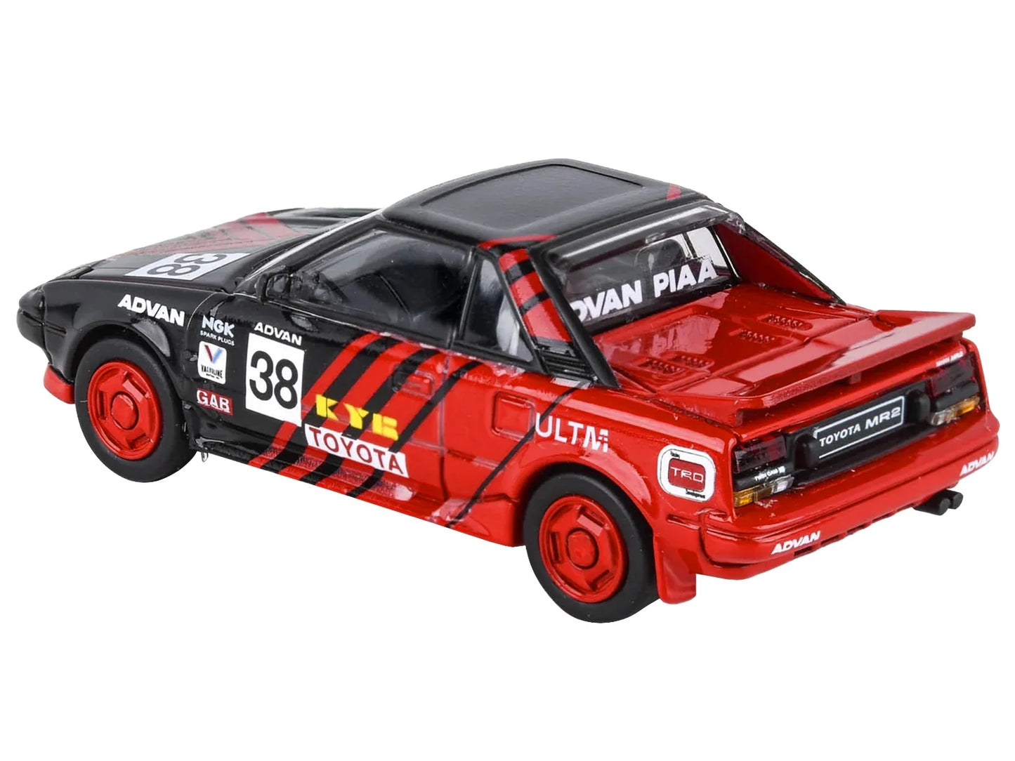 1985 toyota mr2 mk1 rhd (right hand drive) #38 red and black autocross livery 1/64 diecast model car by paragon models