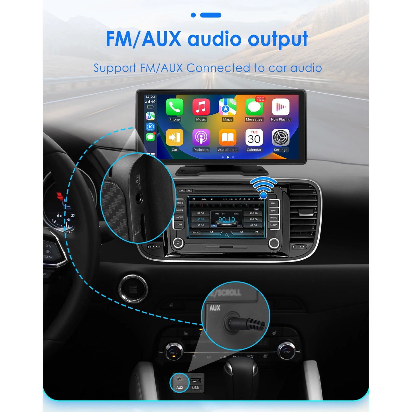 Android auto wireless apple carplay 360° adjustable 10.26 inch touchscreen car radio stereo head unit bluetooth gps navigation player with backup camera