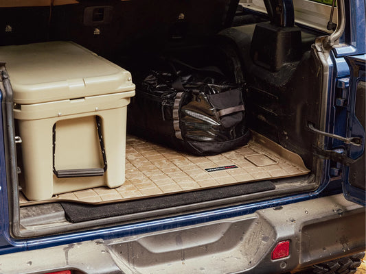 Weathertech cargo trunk liner with bumper protector compatible with 2014-2023 ford transit connect - behind 3rd row seating with bumper protector, black