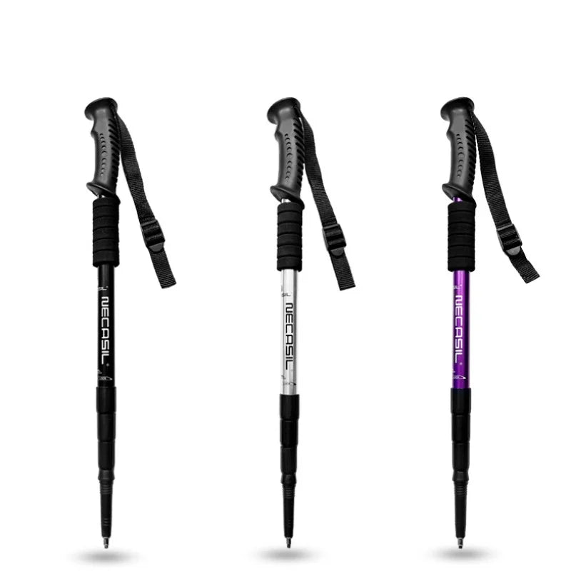 Aluminum alloy teleskopic stick hiking poles bastão de trekking walking stick ultralight absorber walking cane alpenstock