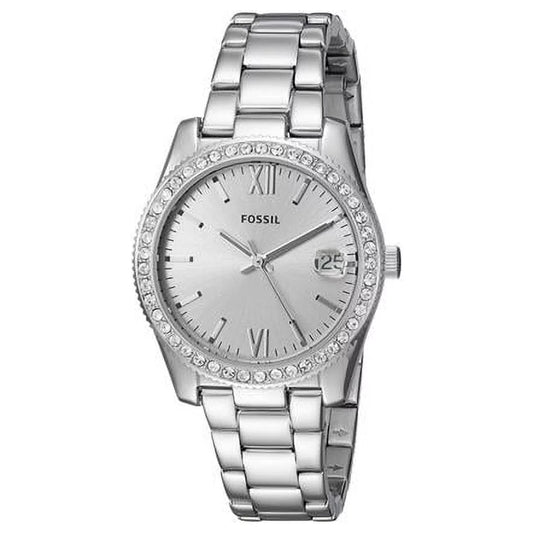 Fossil  silver dial scarlette stainless steel watch for ladies