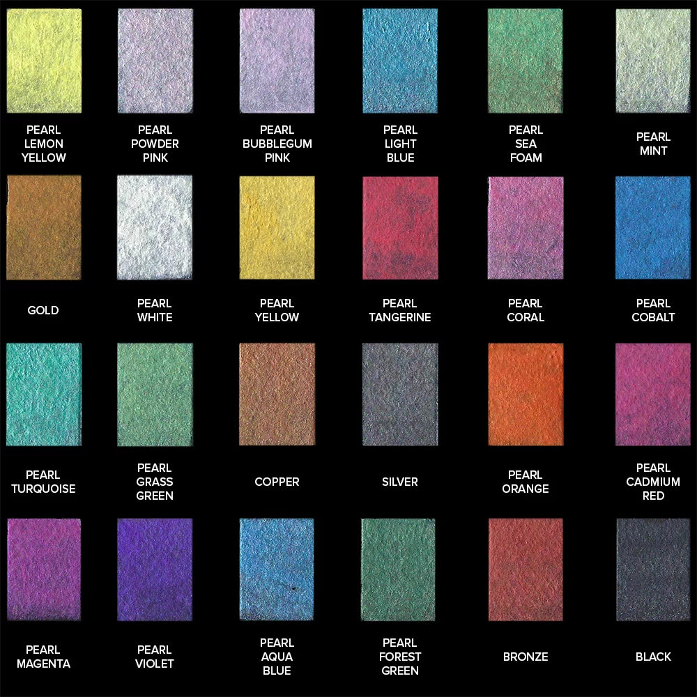 Gencrafts premium metallic watercolor palette, set of 24 colors