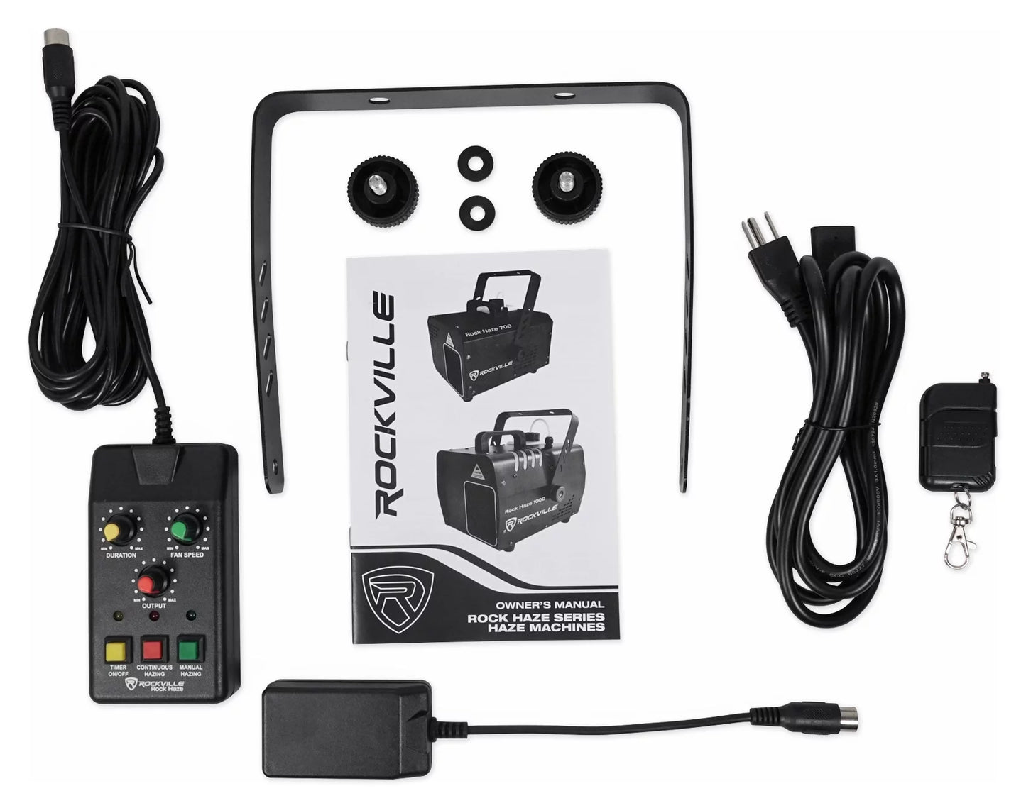 Rockville rockhaze 700 cfm dmx haze machine water based dj/club hazer and (2) remotes